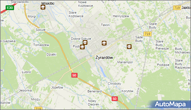 mapa Żyrardów, Żyrardów na mapie Targeo