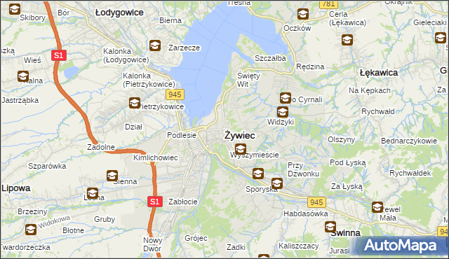 mapa Żywiec, Żywiec na mapie Targeo