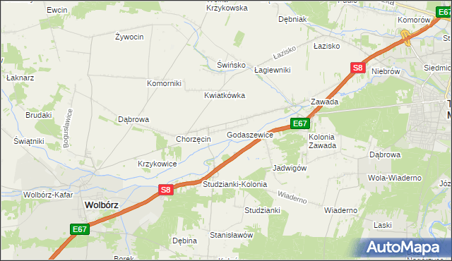 mapa Godaszewice, Godaszewice na mapie Targeo