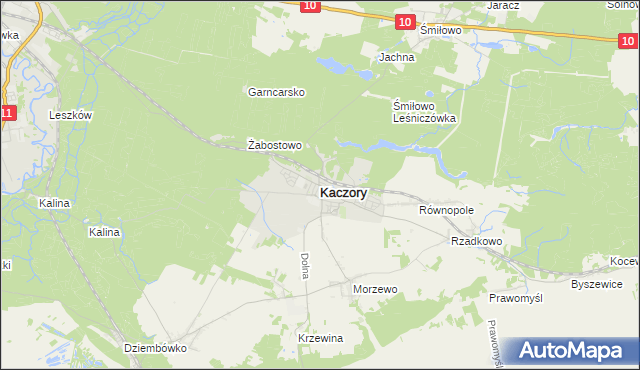 mapa Kaczory powiat pilski, Kaczory powiat pilski na mapie Targeo