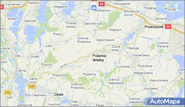 mapa Polanka Wielka, Polanka Wielka na mapie Targeo