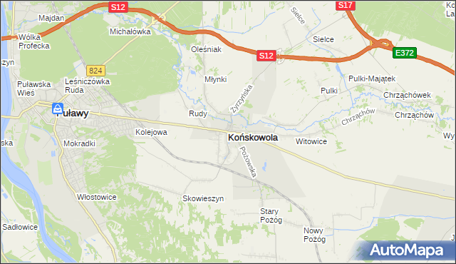 mapa Końskowola, Końskowola na mapie Targeo