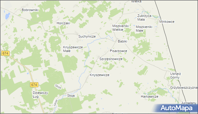 mapa Szczęsnowicze, Szczęsnowicze na mapie Targeo