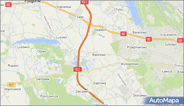 mapa Batorowo gmina Tarnowo Podgórne, Batorowo gmina Tarnowo Podgórne na mapie Targeo