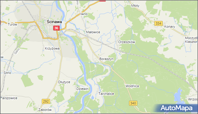 mapa Boraszyn, Boraszyn na mapie Targeo