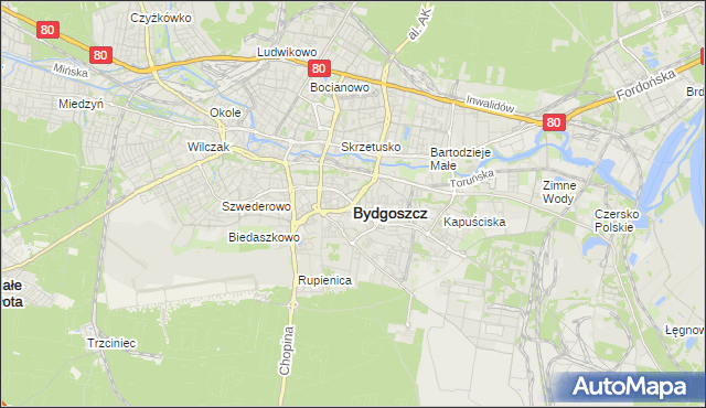 mapa Bydgoszczy, Bydgoszcz na mapie Targeo