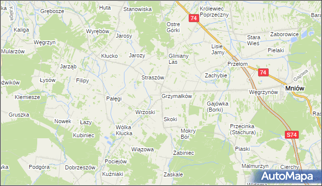 mapa Grzymałków, Grzymałków na mapie Targeo