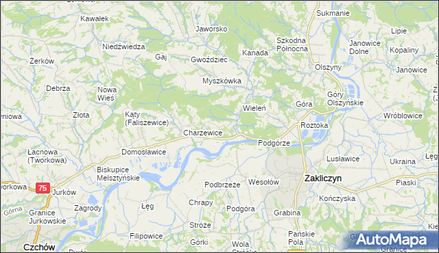 mapa Melsztyn, Melsztyn na mapie Targeo