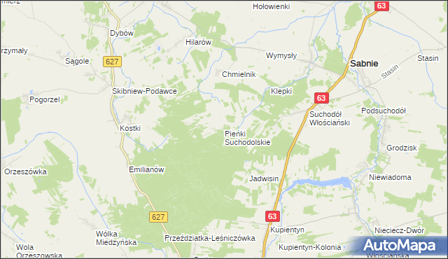 mapa Pieńki Suchodolskie, Pieńki Suchodolskie na mapie Targeo