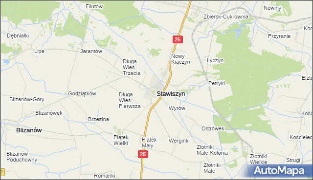 mapa Stawiszyn powiat kaliski, Stawiszyn powiat kaliski na mapie Targeo