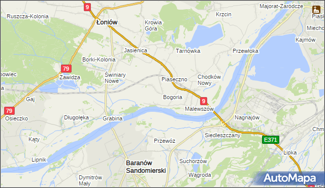 mapa Bogoria gmina Łoniów, Bogoria gmina Łoniów na mapie Targeo
