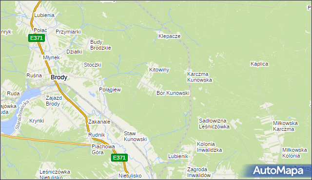 mapa Bór Kunowski, Bór Kunowski na mapie Targeo