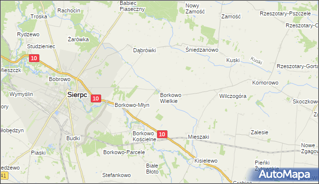 mapa Borkowo Wielkie gmina Sierpc, Borkowo Wielkie gmina Sierpc na mapie Targeo