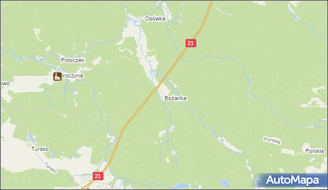 mapa Bożanka, Bożanka na mapie Targeo