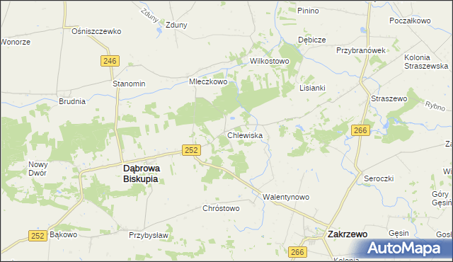 mapa Chlewiska gmina Dąbrowa Biskupia, Chlewiska gmina Dąbrowa Biskupia na mapie Targeo