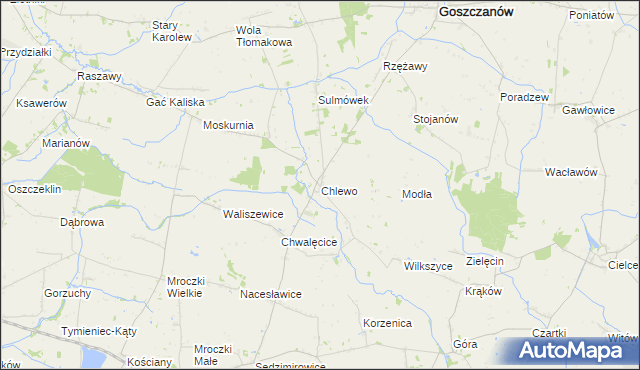 mapa Chlewo gmina Goszczanów, Chlewo gmina Goszczanów na mapie Targeo