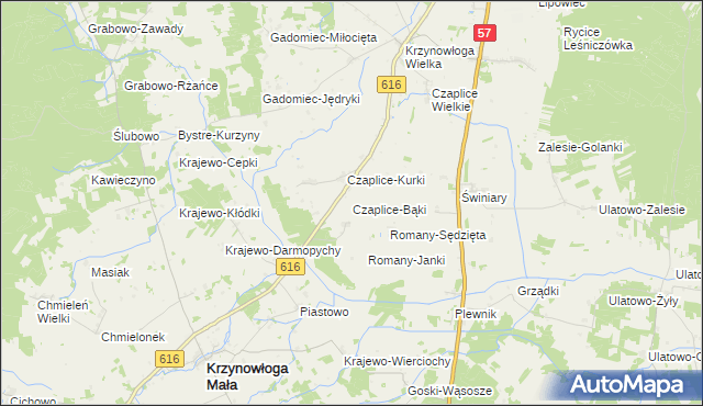 mapa Czaplice-Bąki, Czaplice-Bąki na mapie Targeo