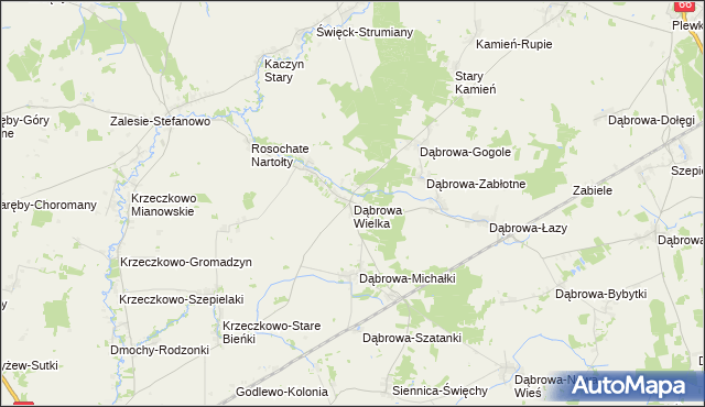 mapa Dąbrowa Wielka gmina Czyżew, Dąbrowa Wielka gmina Czyżew na mapie Targeo