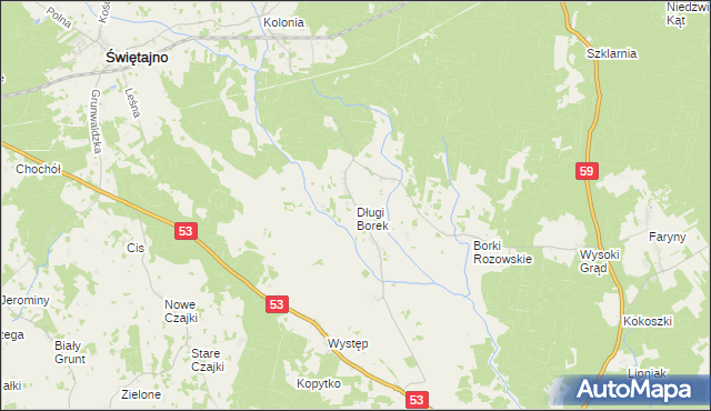 mapa Długi Borek, Długi Borek na mapie Targeo