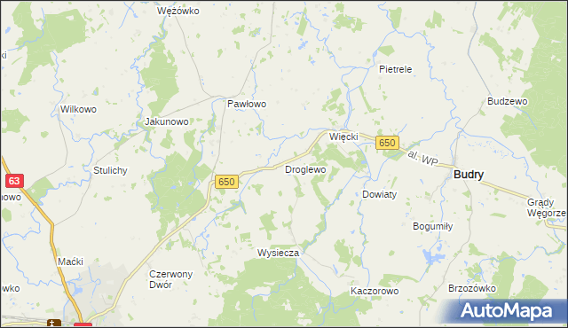 mapa Droglewo, Droglewo na mapie Targeo