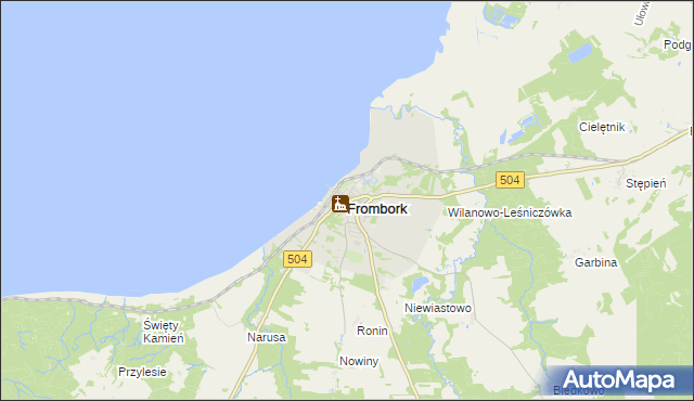 mapa Frombork, Frombork na mapie Targeo