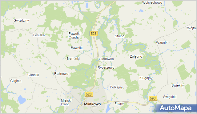 mapa Głodówko, Głodówko na mapie Targeo