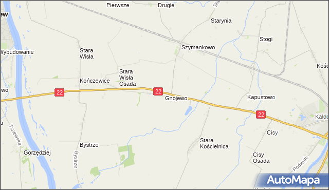mapa Gnojewo gmina Miłoradz, Gnojewo gmina Miłoradz na mapie Targeo