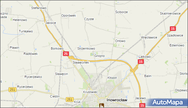 mapa Gnojno gmina Inowrocław, Gnojno gmina Inowrocław na mapie Targeo