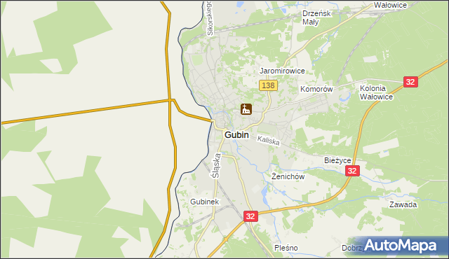 mapa Gubin, Gubin na mapie Targeo