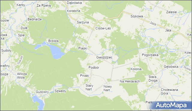 mapa Gwoździec gmina Bojanów, Gwoździec gmina Bojanów na mapie Targeo