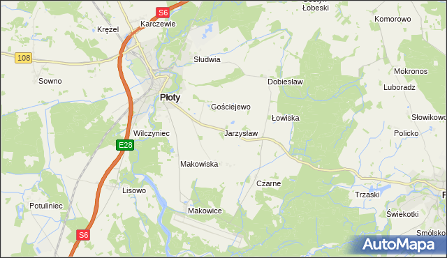 mapa Jarzysław gmina Płoty, Jarzysław gmina Płoty na mapie Targeo