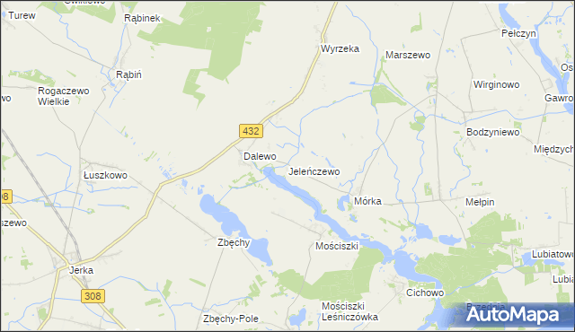 mapa Jeleńczewo, Jeleńczewo na mapie Targeo