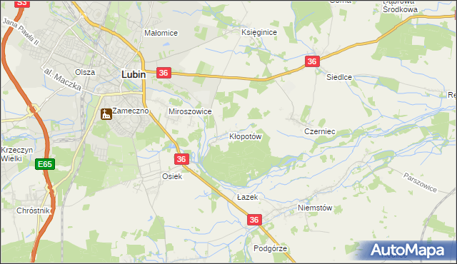 mapa Kłopotów gmina Lubin, Kłopotów gmina Lubin na mapie Targeo