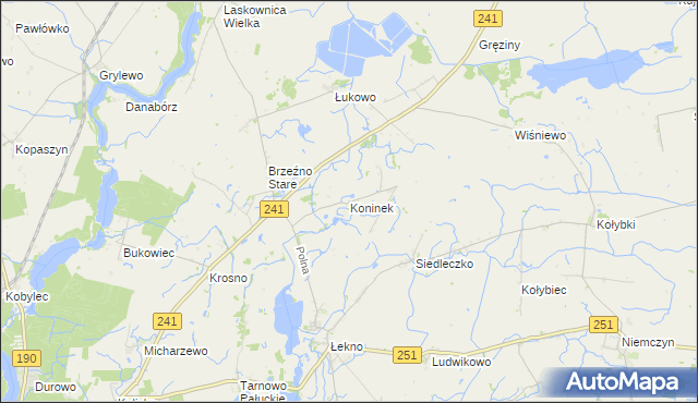 mapa Koninek gmina Wągrowiec, Koninek gmina Wągrowiec na mapie Targeo