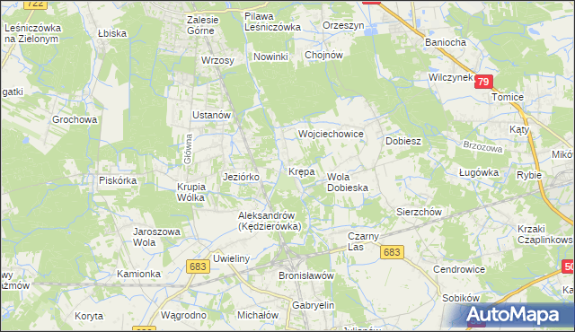 mapa Krępa gmina Prażmów, Krępa gmina Prażmów na mapie Targeo