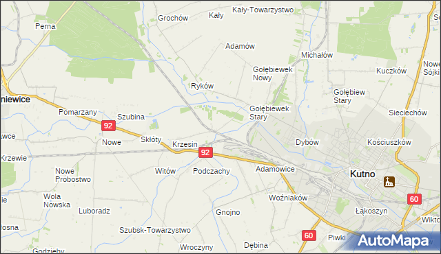 mapa Krzesinówek, Krzesinówek na mapie Targeo