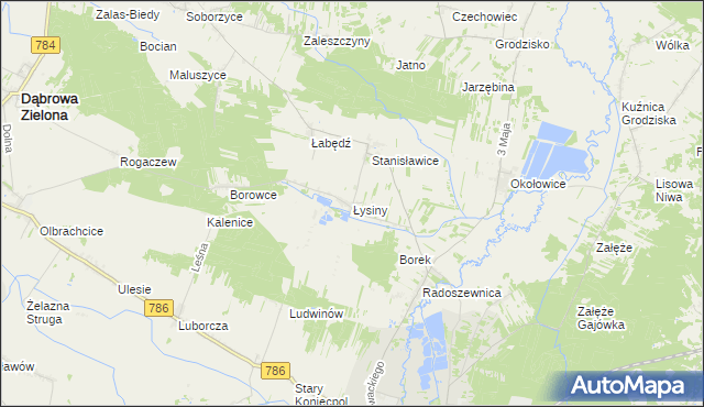 mapa Łysiny gmina Koniecpol, Łysiny gmina Koniecpol na mapie Targeo