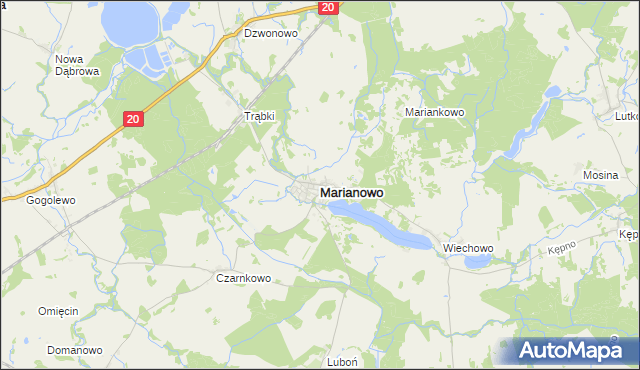 mapa Marianowo powiat stargardzki, Marianowo powiat stargardzki na mapie Targeo
