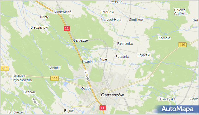 mapa Myje, Myje na mapie Targeo