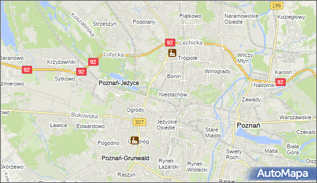 mapa Niestachów gmina Poznań, Niestachów gmina Poznań na mapie Targeo