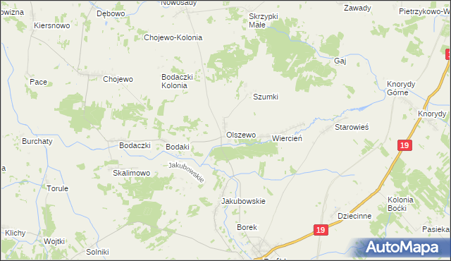 mapa Olszewo gmina Boćki, Olszewo gmina Boćki na mapie Targeo