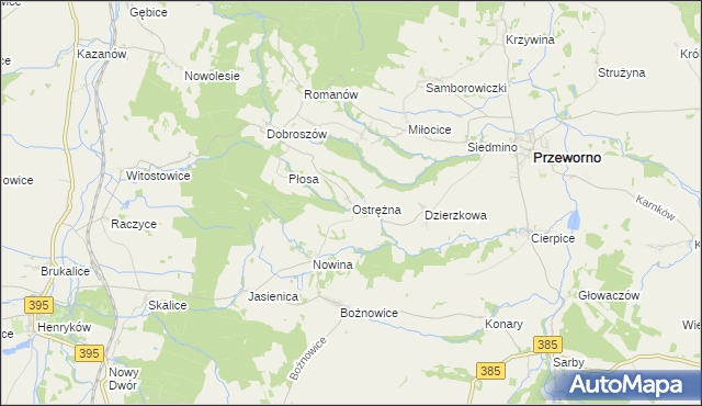 mapa Ostrężna, Ostrężna na mapie Targeo