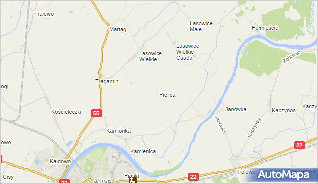 mapa Pielica, Pielica na mapie Targeo