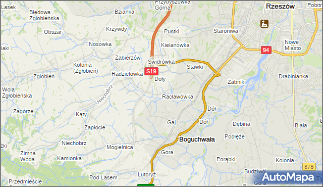 mapa Racławówka, Racławówka na mapie Targeo