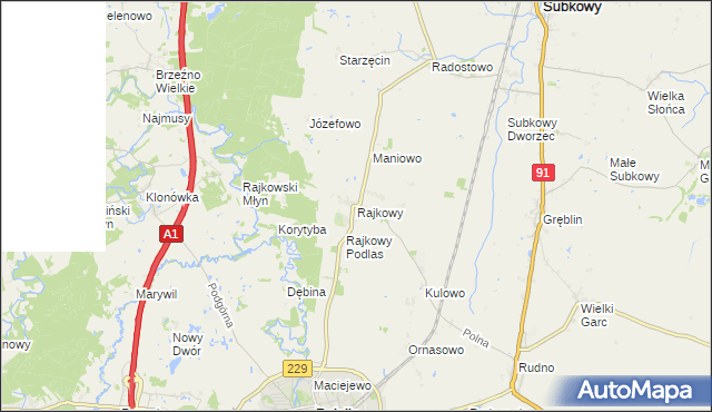 mapa Rajkowy, Rajkowy na mapie Targeo