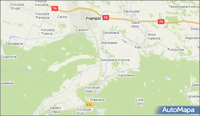mapa Sokołówka-Kolonia, Sokołówka-Kolonia na mapie Targeo