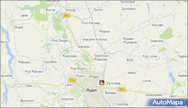 mapa Starorypin Rządowy, Starorypin Rządowy na mapie Targeo