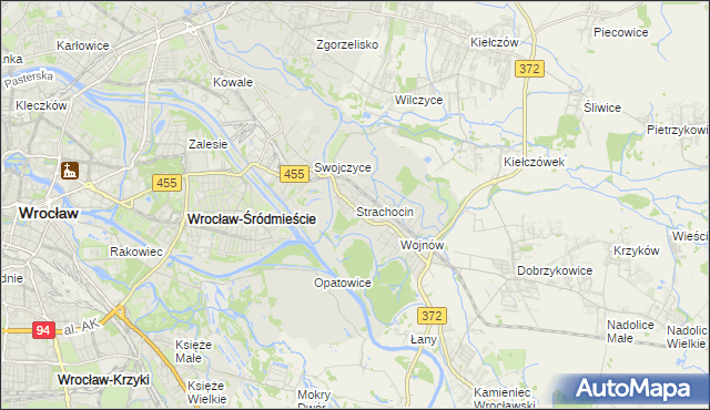 mapa Strachocin gmina Wrocław, Strachocin gmina Wrocław na mapie Targeo