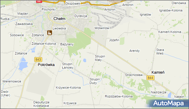 mapa Strupin Mały, Strupin Mały na mapie Targeo