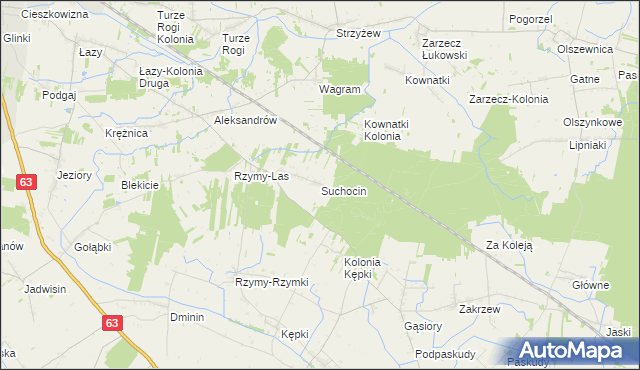 mapa Suchocin gmina Łuków, Suchocin gmina Łuków na mapie Targeo